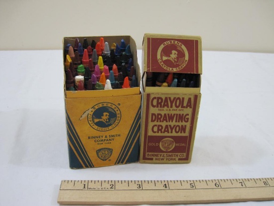 Two Boxes of Vintage Crayola Crayons, Binney & Smith Company New York, 13 oz