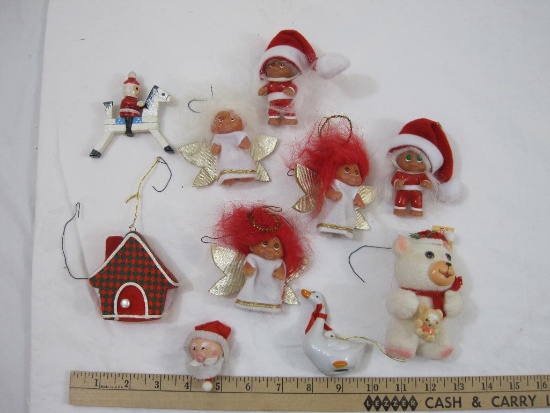 Lot of vintage Christmas Ornaments including Christmas Trolls and more, 8oz