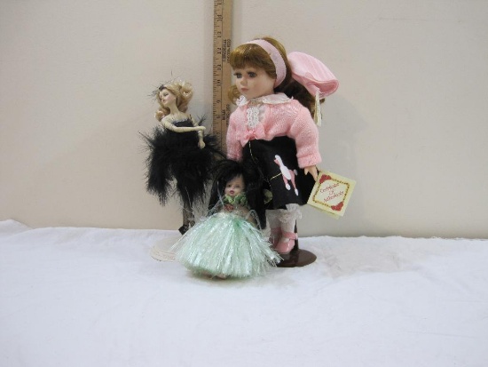 Three Dolls, including a Ballerina and Collector's Choice Kathie Lee Collection porcelain doll in a