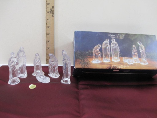 Silent Night Crystalline Glass Nativity Set, 1992 1lb 6oz