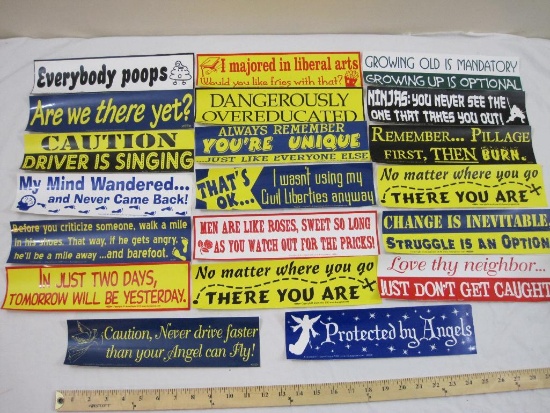 Lot of 20 Novelty Bumper Stickers including education, religion, and more, 5 oz