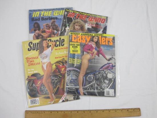 Lot of Four Adult-Only Motorcycle Themed Magazines including EasyRiders February 1991, In the Wind