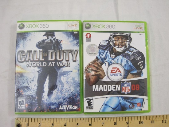 Two XBOX 360 Games including Call of Duty: World at War and Madden NFL 08, 8 oz