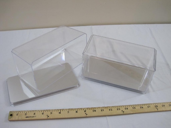 2 Plastic Display Cases for Model Cars, 4.5" x 9" x 5", with reflective bottoms, 1 lb 8 oz