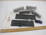 Lot of HO blank truck trailers, parts, and display track base from Aurora Plastics 1965, 1 lb