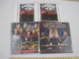 4 Vintage Star Trek VOYAGER Wall Calendars including (2) 1996 (1 is sealed), 1997, and 1999