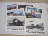 Lot of 7 Santa Fe Train Calendars from McMillan Publications including 1983, 1984, 1986, 1987, 1988,