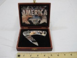 7 inch America, Bald Eagle, Totem Knife, stainless steel blade, in original box, 10 oz