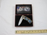 7 inch United We Stand, Bald Eagle, Totem Knife, stainless steel blade, in original box, 11 oz