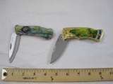 2 Pocket Knives, 7 inch with Deer Head, stainless steel blade and 7 inch Eagle theme, stainless