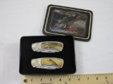 Wildlife Collection 2 piece Bass pocket knives, 5 1/2 inch, stainless steel blades, in Collectors