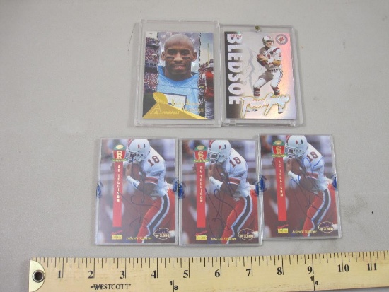 5 Premium NFL Football Trading Cards including 3 Autographed AC Tellison Authentic