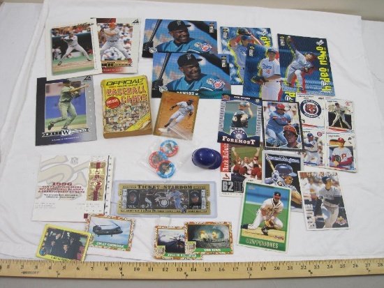 Lot of Assorted Baseball Collectibles including 1984 Official Guide to Baseball Cards, 1992 pins,