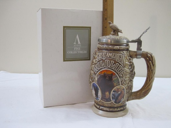 Avon Tribute to American Wildlife Ceramic Stein, Avon Fine Collectibles, 1995, 3 lb 9 oz