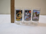 THREE McDonalds All Time Greatest Team Baseball Card Drinking Glasses including Nolan Ryan, Brooks