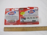 TWO Mini Metals Diecast Vehicles including GMC PD-4501 Scenicruiser Bus and '53 Ford Country Squire