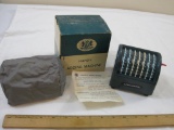 Vintage Handy Adding Machine in original box, Chadwick Inc., made in Japan, 13 oz