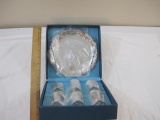 Vintage de Uberti Italian Silver Plated Goblets and Plate Set in box, 2 lbs 5 oz