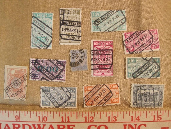 Lot of 12 Belgium postage stamps, canceled