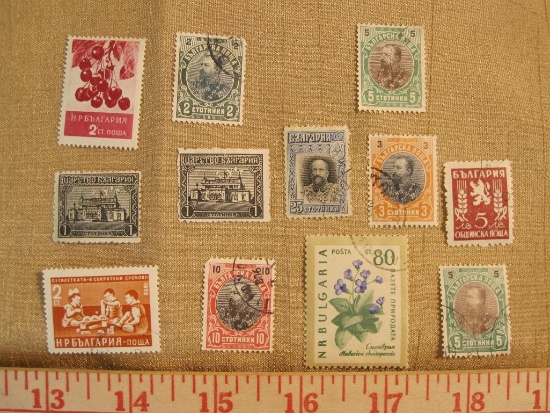 Lot of 12 Bulgaria postage stamps, mostly canceled