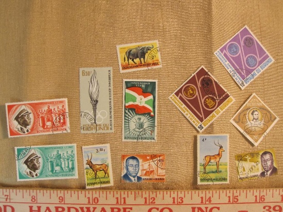 Lot of 12 Burundi postage stamps, canceled