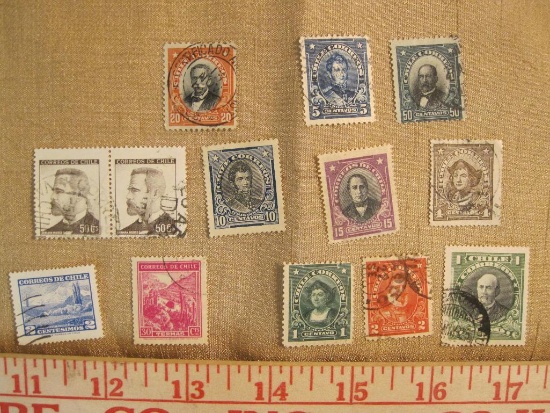 Lot of 12 Chile postage stamps