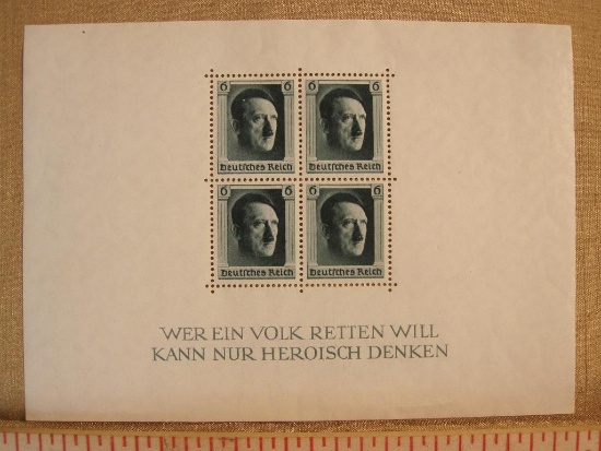 Germany stamp Nazi Deutsches Reich 1937 Hitler sheet of unused stamps