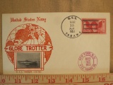 One Francis Scott Key 1948 3 cent US postage stamp (#962), on United States Navy Globe Trotter