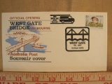 Australia Little Grebe stamp on Official Opening of West Gate Bridge Melbourne Nov. 15, 1978