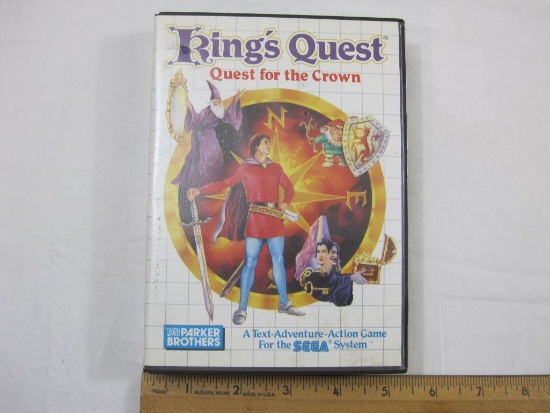 King's Quest Quest for the Crown SEGA Game, includes game cartridge, instruction booklet, and case,