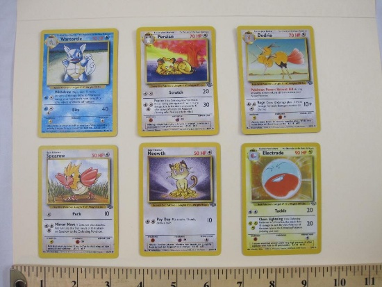 SIX Pokemon Trading Cards including Electrode (foil), Meowth, Spearow, Dodrio, Persian, and