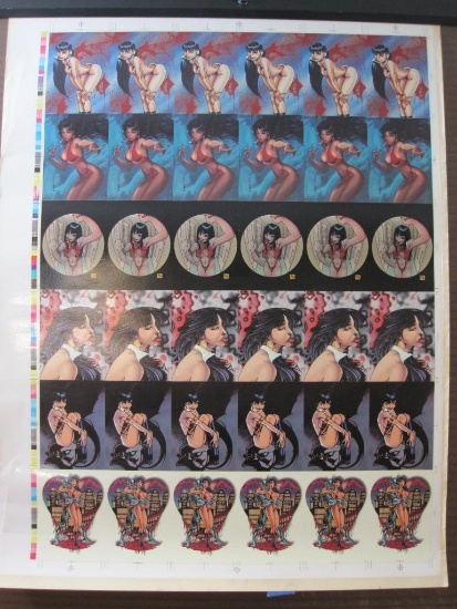 UNCUT Sheet of Vampirella Horror Glow Chase Cards, 6 sets of the 6-card set, 1995 Harris