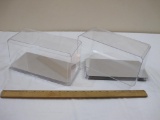 2 Plastic Display Cases for Model Cars with reflective bases, 4.5