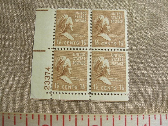 Block of 4 1 1/2 cent US Postage Stamps, Scott #805