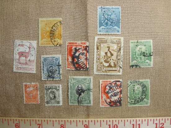 Lot of used Peru postage stamps