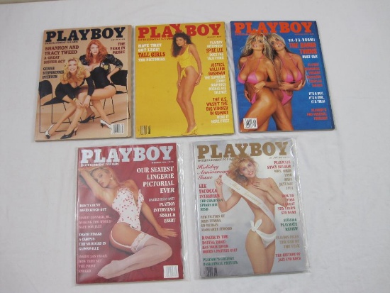 FIVE Playboy Magazaines from 1991 including January, February, May, July, and September, centerfolds