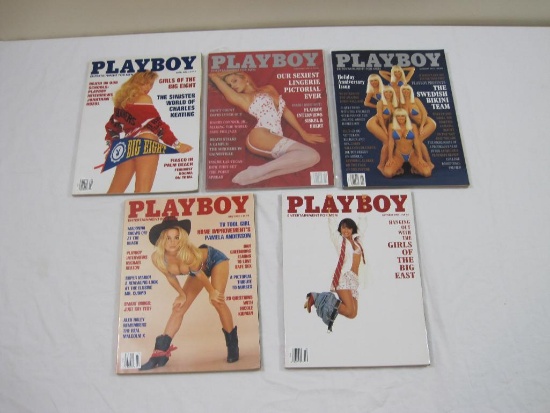 Lot of 5 Early 90s Playboy Magazines inlcuding February 1991 and January, April, July & October