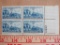 Block of four 3 cent American Automobile Association US stamps, Scott # 1007