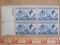 Block of four 3 cent Arrival of Lafayette in America US stamps, Scott # 1010