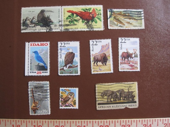 Lot of assorted Wild Life US postage stamps of various denominations, most of them used