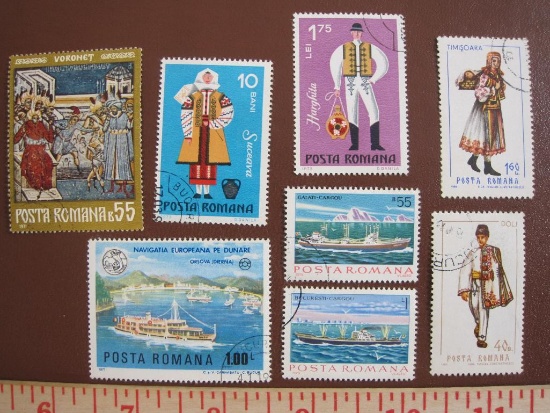 Assorted lot of used Romania postage stamps