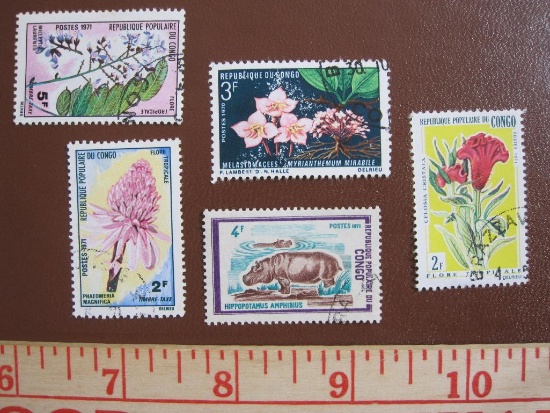 Lot of canceled Republic of Congo postage stamps