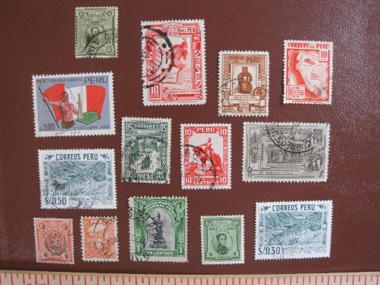 Lot of canceled Peru postage stamps