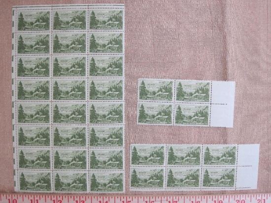 Sheets of 24, 6 and 4 3 cent Nevada First Settlement Centennial US stamps, Scott # 999