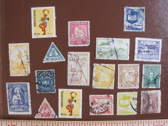 Varied lot of canceled Bolivia postage stamps