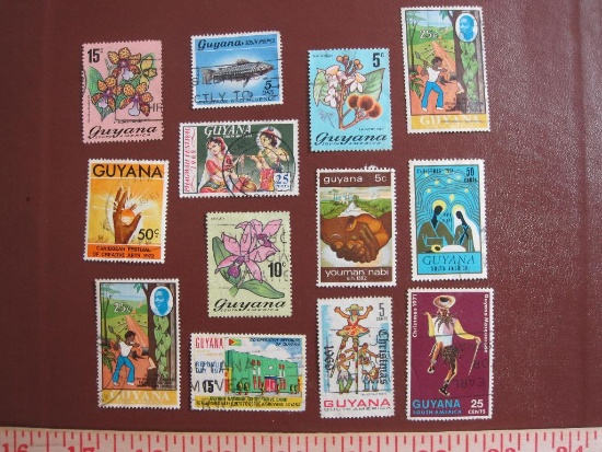 Lot of assorted mostly canceled Guyana postage stamps