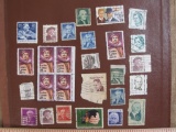 Assorted lot of US postage stamps, mostly canceled, along with 6 unused 22 cent Enrico Caruso stamps
