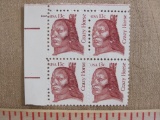 Block of 4 1982 13 cent Crazy Horse US postage stamps, # 1855