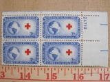 Block of four 3 cent International Red Cross US stamps, Scott # 1016