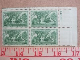 Block of four 3 cent Sagamore Hill, Oyster Bay NY US stamps, Scott # 1023